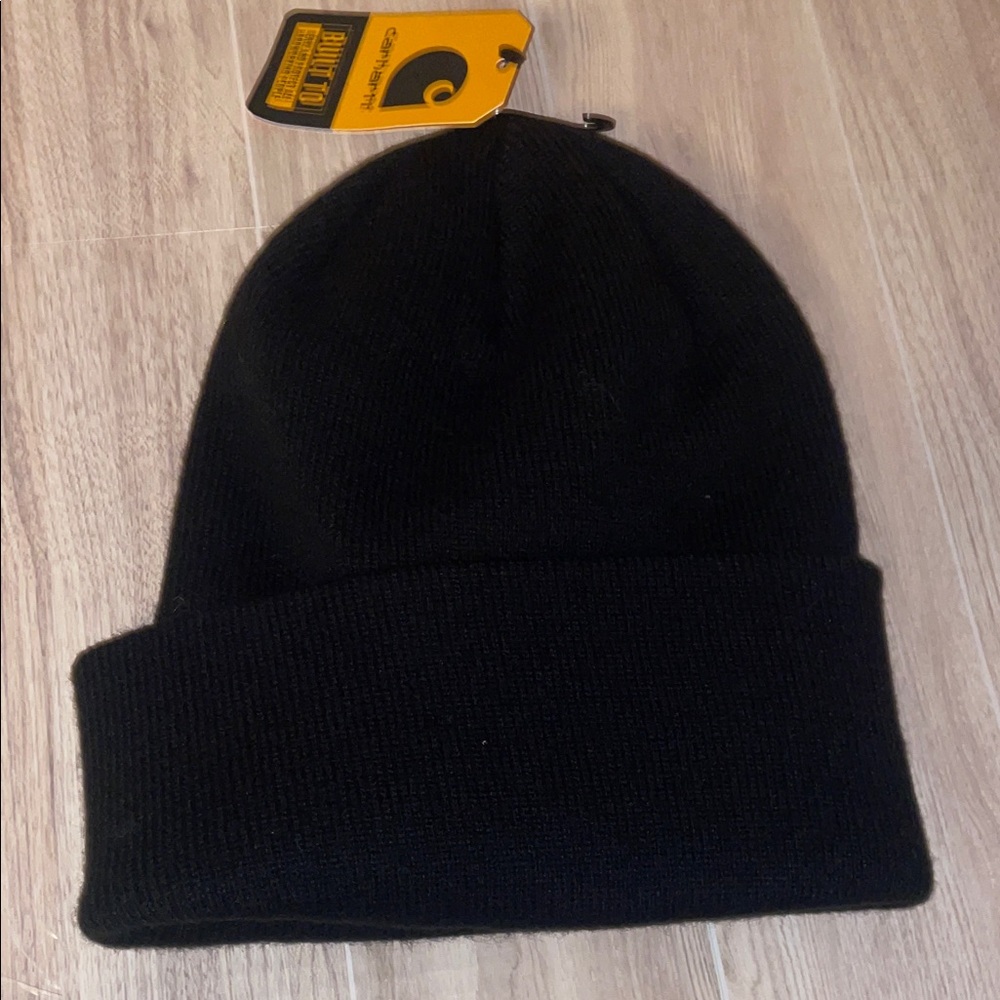 Carhartt Black Knit Hat with Red Logo - Picture 4 of 4